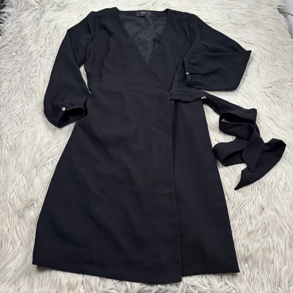 J.Crew Women's 2 Black Wrap Dress In 365 Crepe Preppy Classic LBD Old Money
